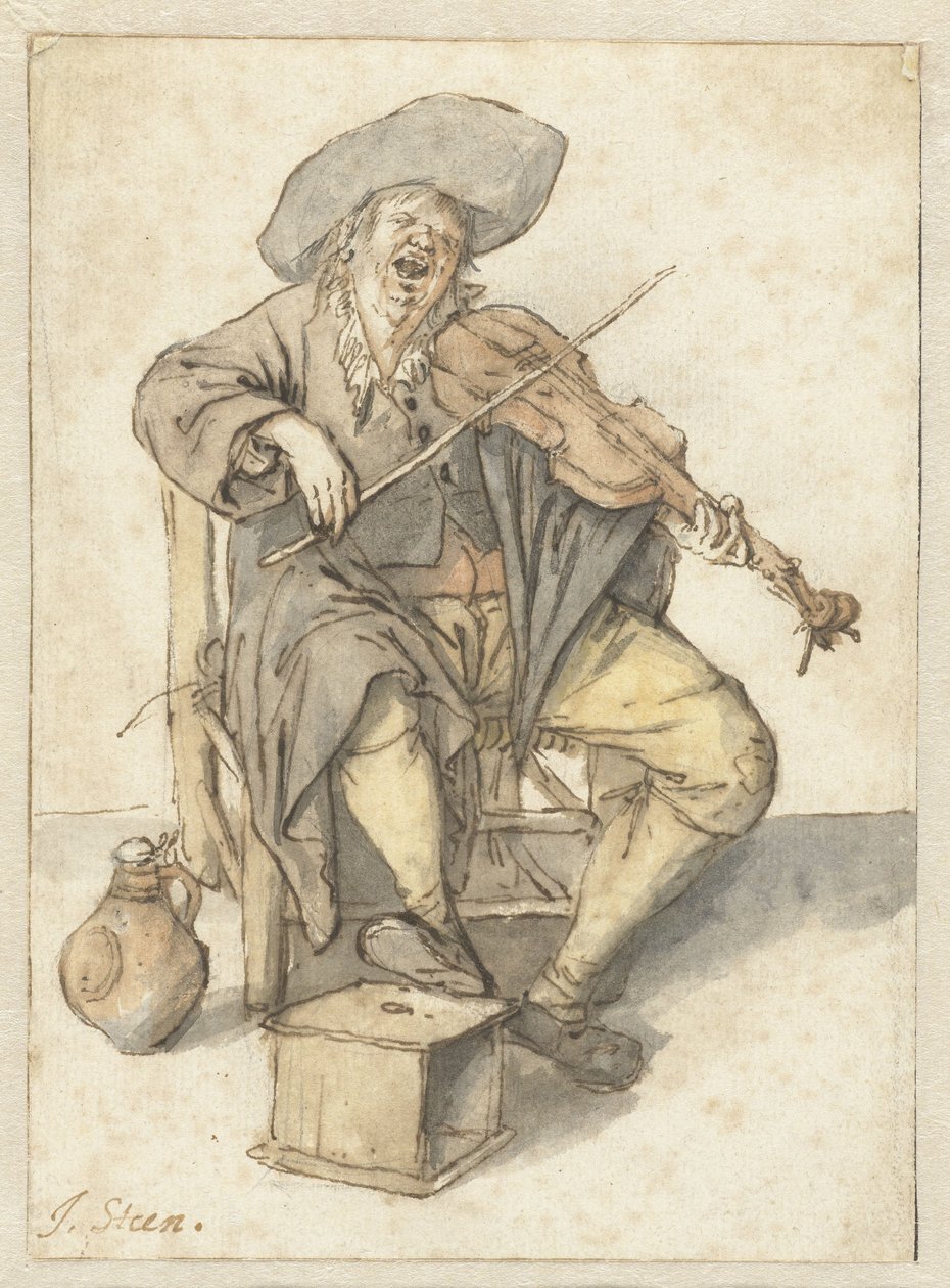 Zingende vioolspeler door Jan Havicksz. Steen