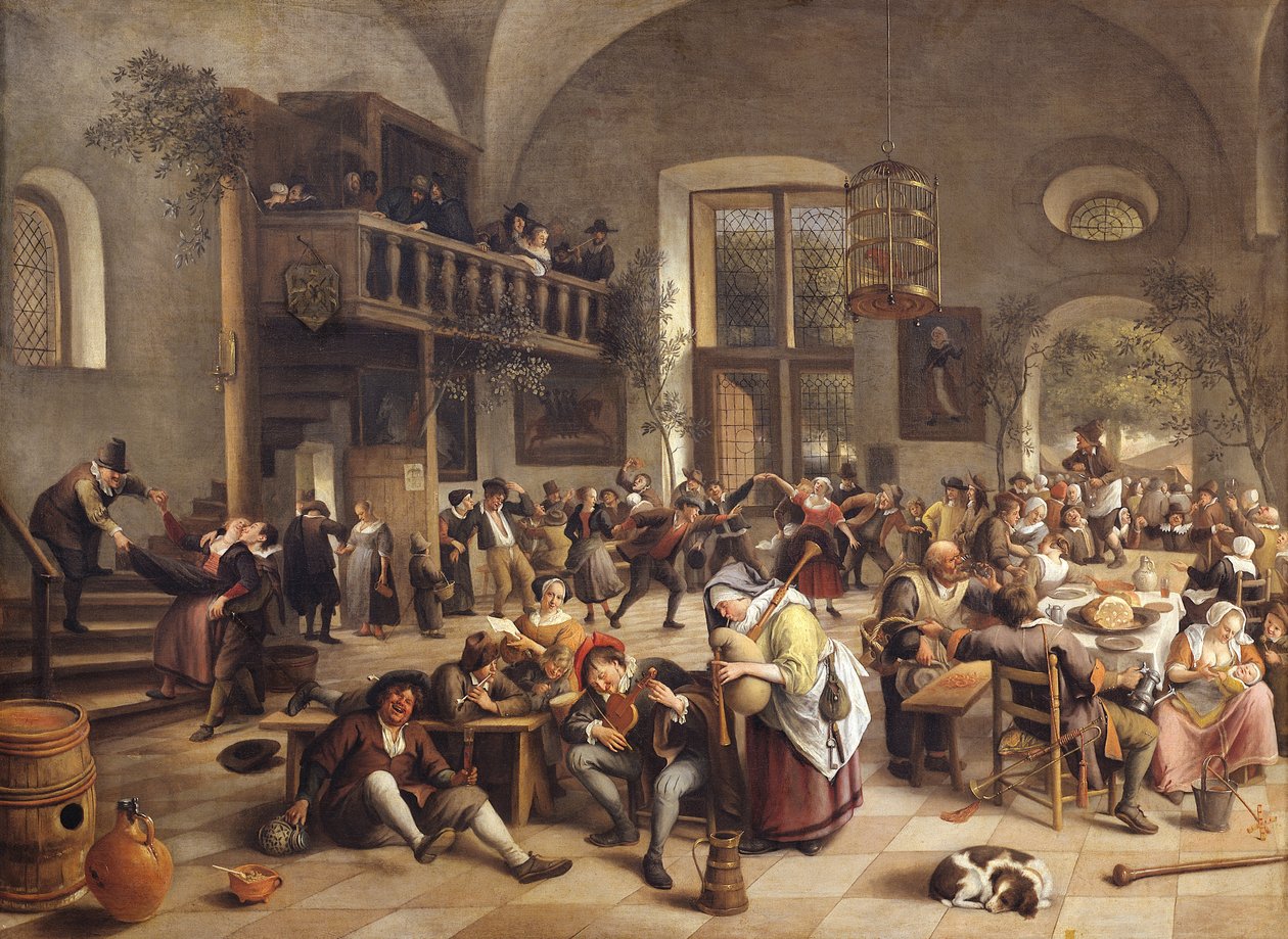 Feest in een herberg door Jan Havickszoon Steen