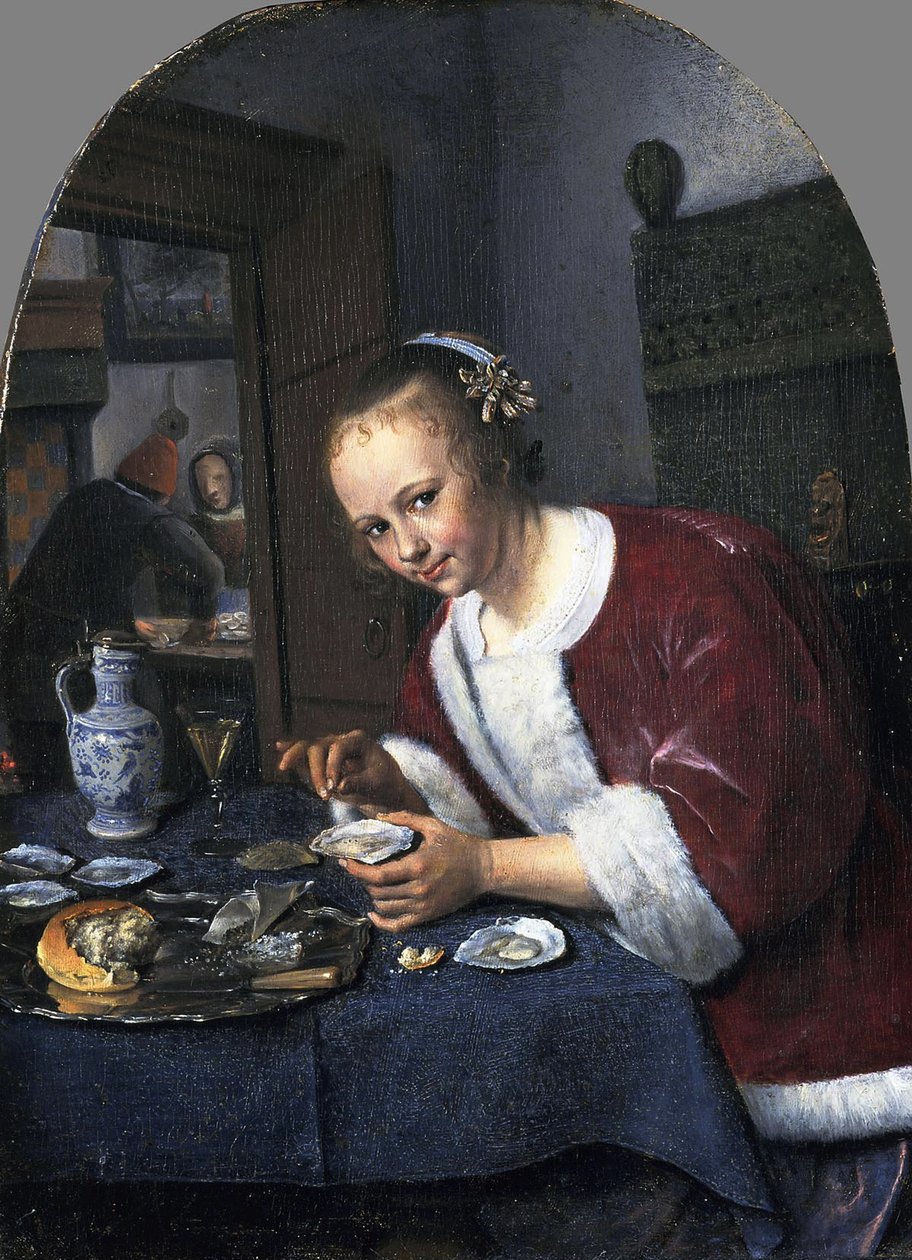 Meisje met oesters door Jan Havickszoon Steen