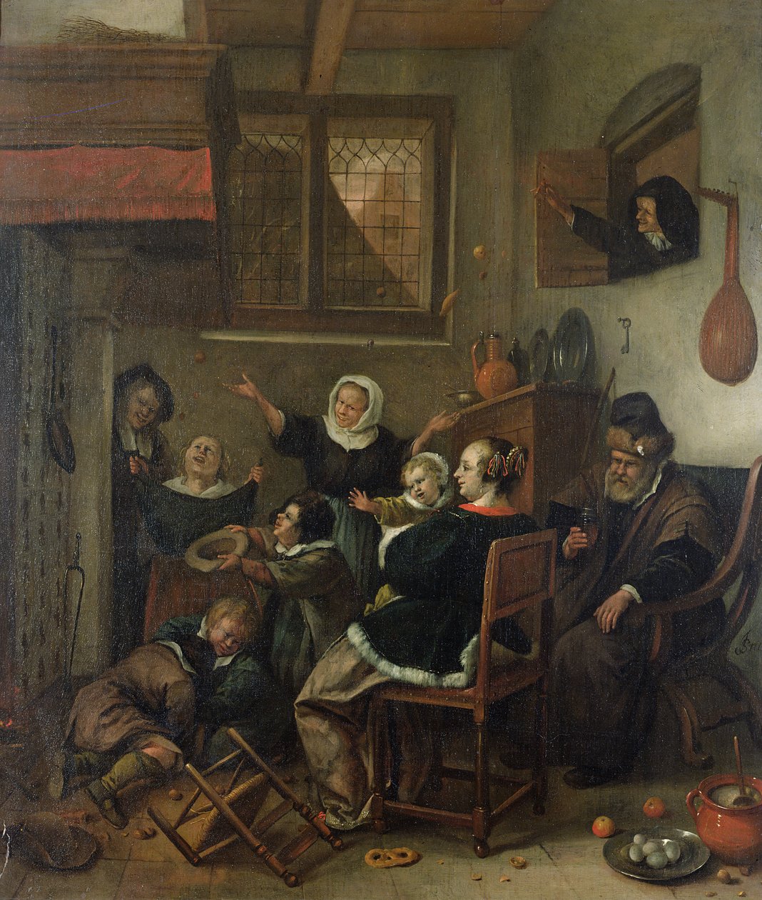 Interieur scène, c.1660-70 door Jan Havickszoon Steen