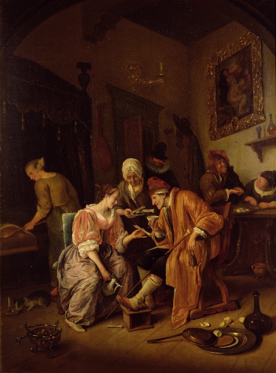 Zieke oude man door Jan Havickszoon Steen