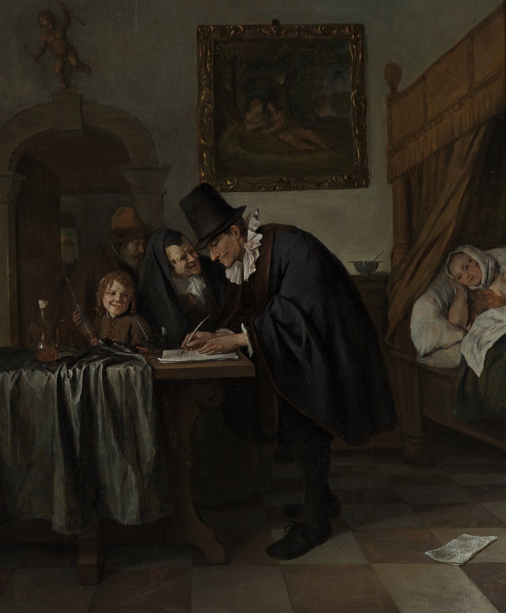 Het Doktersbezoek, ca. 1665 door Jan Havickszoon Steen
