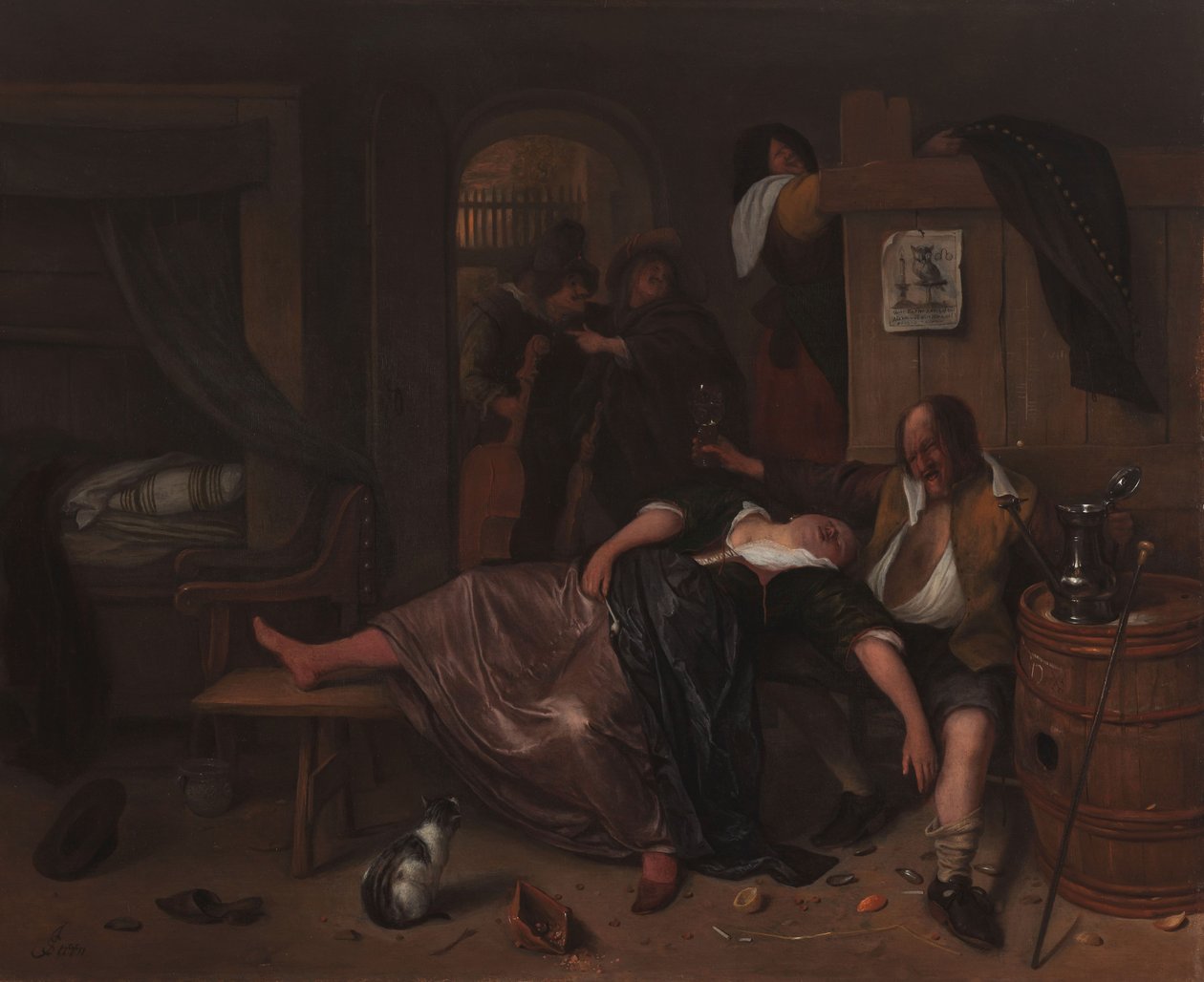 Het dronken paar, ca. 1655-65 door Jan Havickszoon Steen