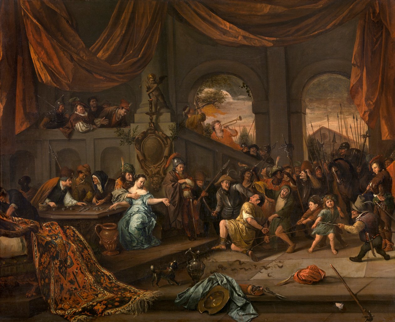 De bespotting van Samson door Jan Havickszoon Steen