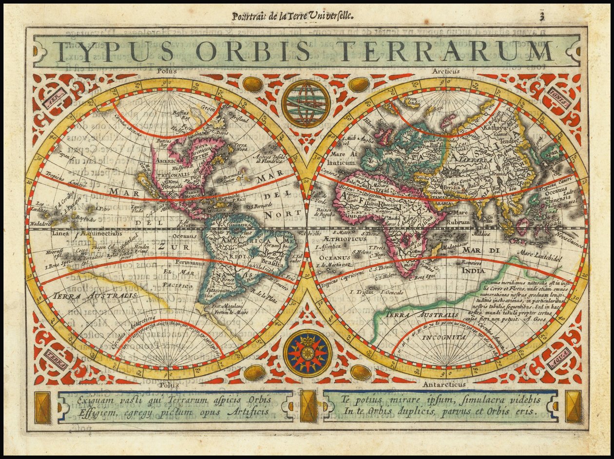 1628 Typus Orbis Terrarum door Jan Janssonius