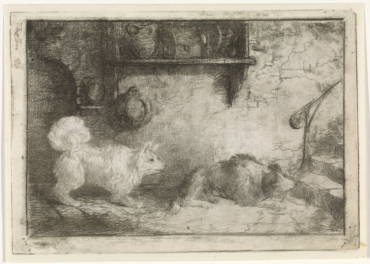 Twee honden door Jan Karel Jacob de Jonge