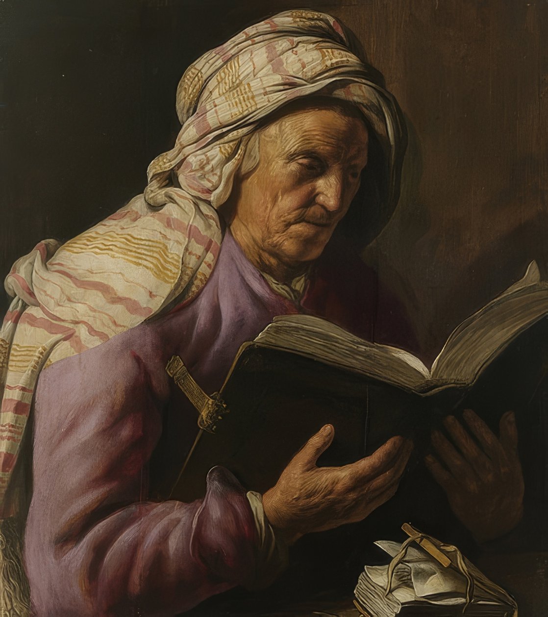 Lezende oude vrouw door Jan Lievens