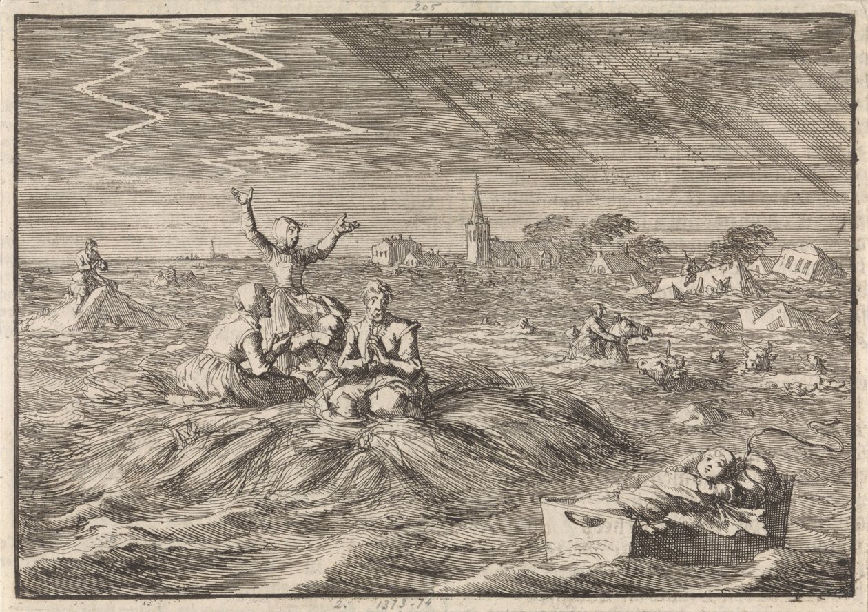Watersnood in Groningen, 1686 door Jan Luyken