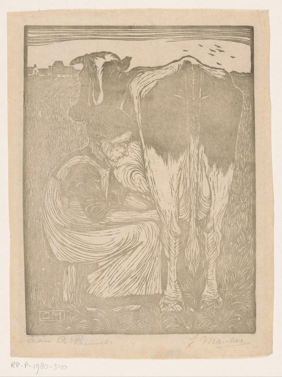 Koemelkster door Jan Mankes (signed by artist)
