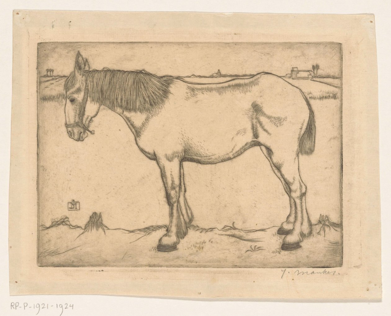 Paard door Jan Mankes (signed by artist)