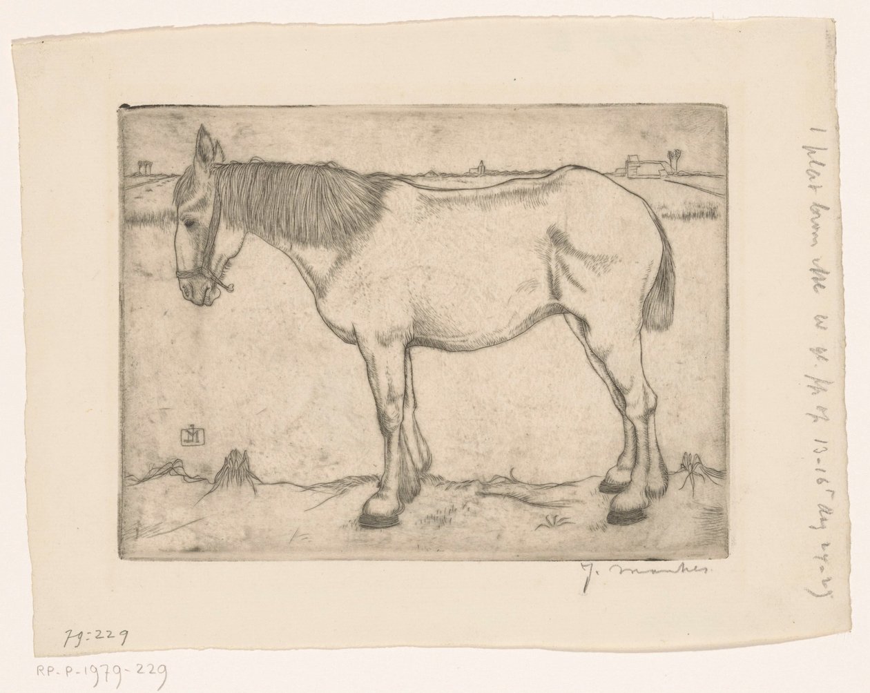 Paard door Jan Mankes (signed by artist)