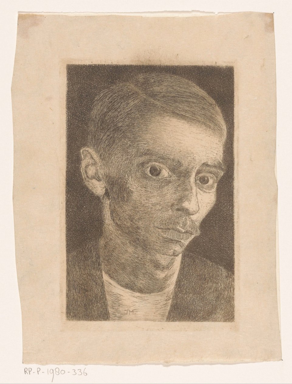 Zelfportret met snor door Jan Mankes