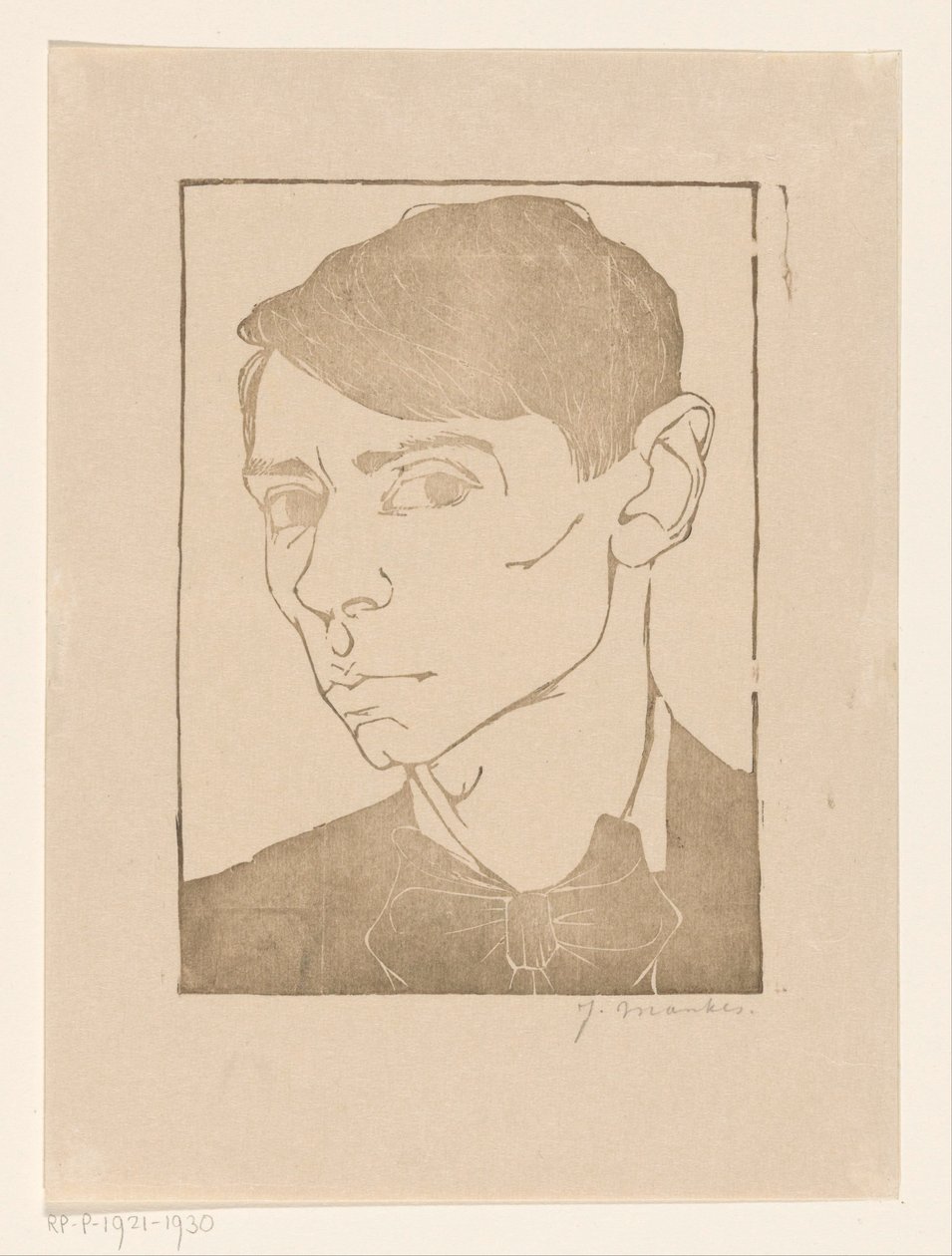 Zelfportret met vlinderdas door Jan Mankes