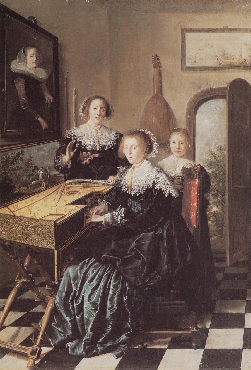Drie vrouwen bij een maagd door Jan Miense Molenaer