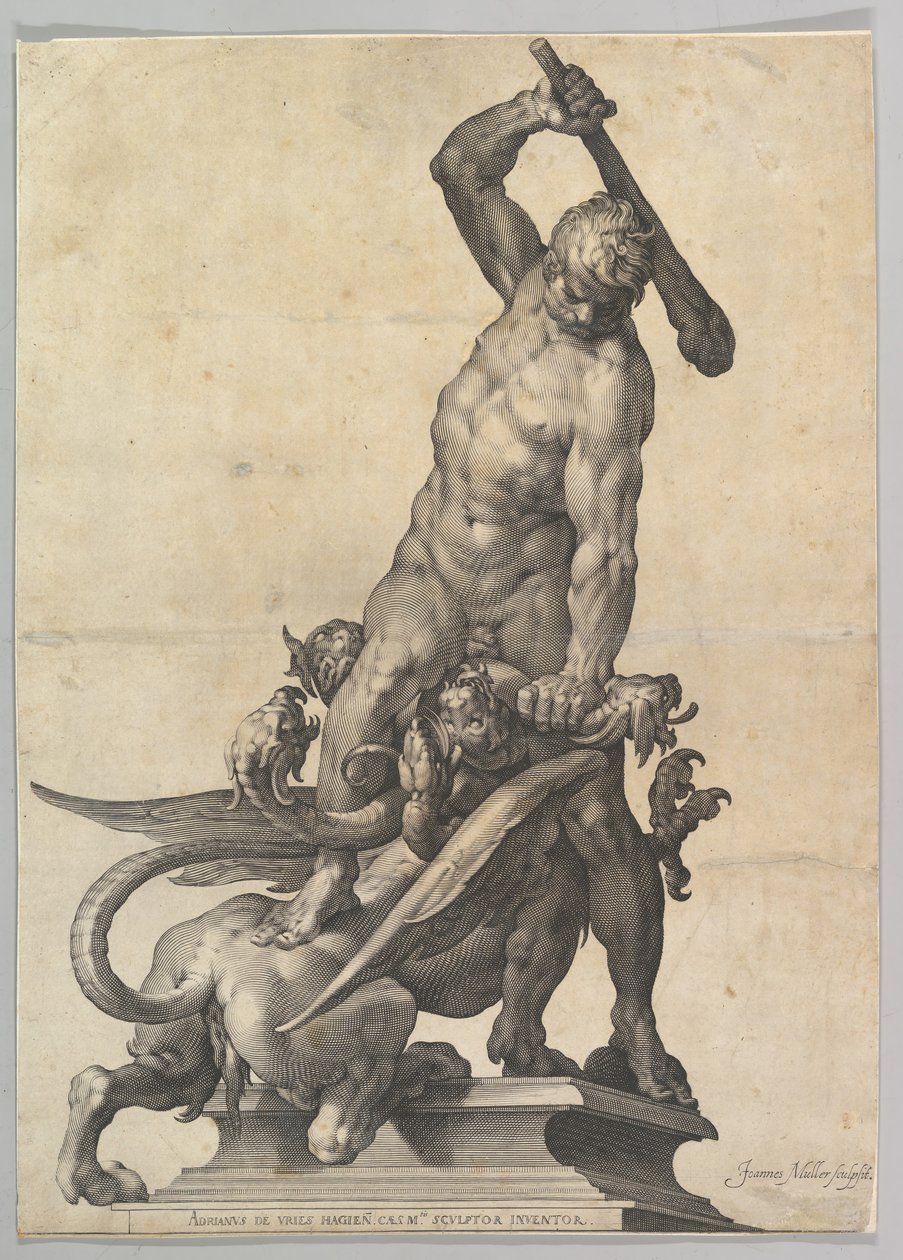 Hercules die de Hydra doodt door Jan Muller