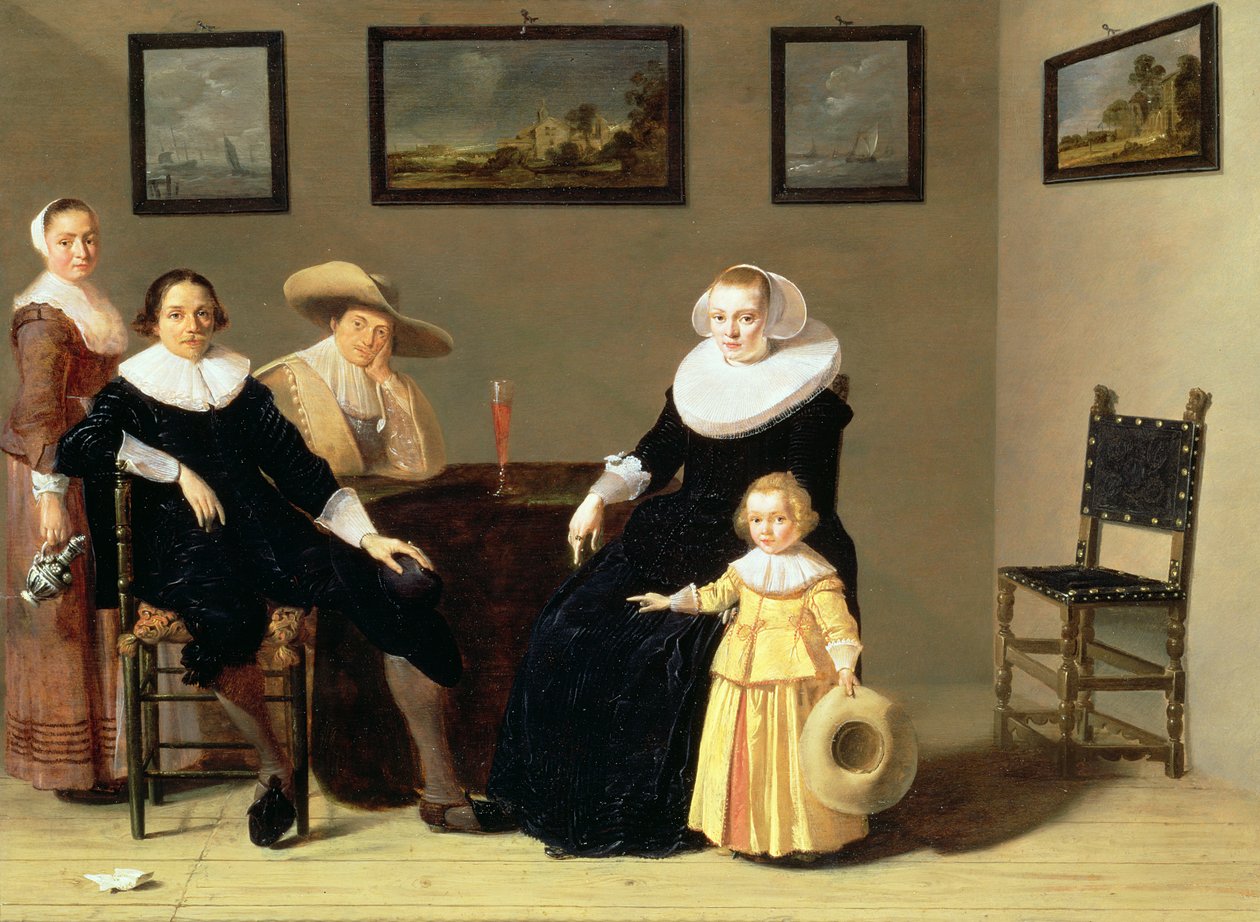 Nederlandse Familie in een Interieur door Jan Olis