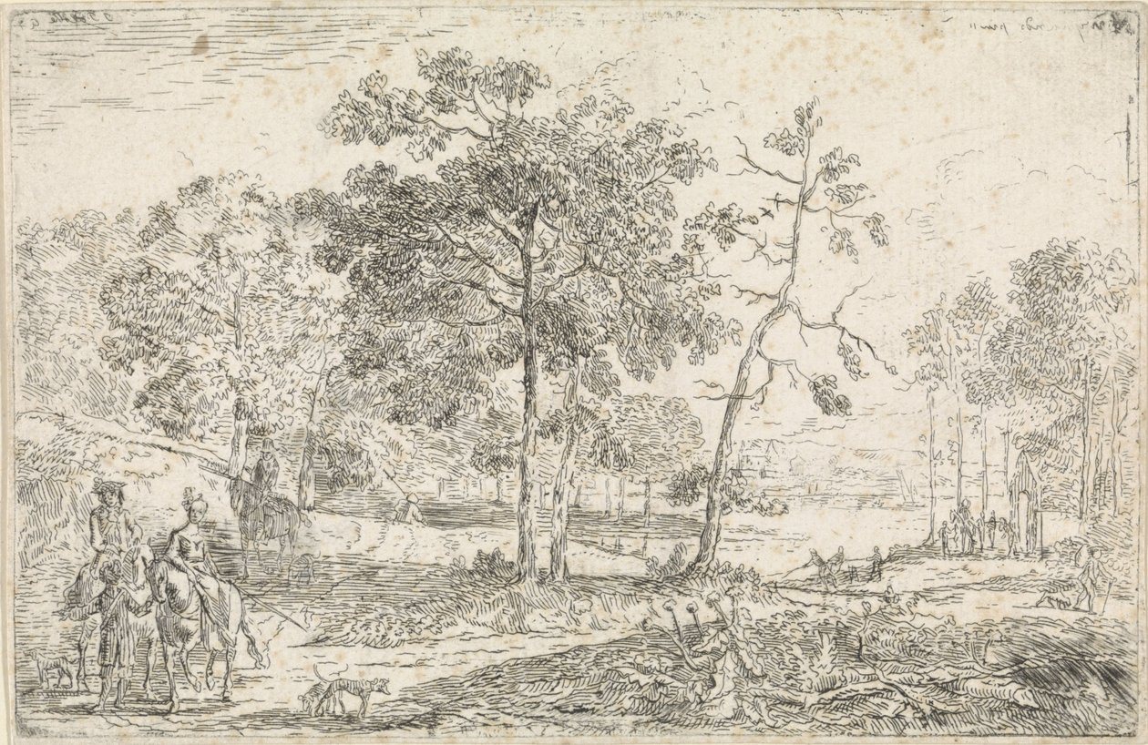 Landschap met ruiters door Jan Palthe