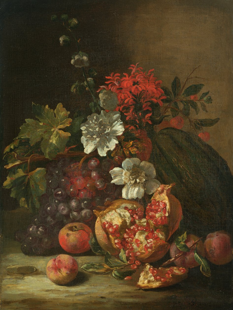Vruchten en bloemen door Jan Peter van the Younger Bredael