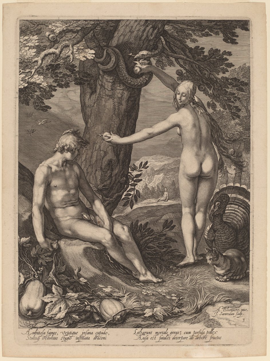 Verleiding van de Mens door Jan Pietersz Saenredam after Abraham Bloemaert