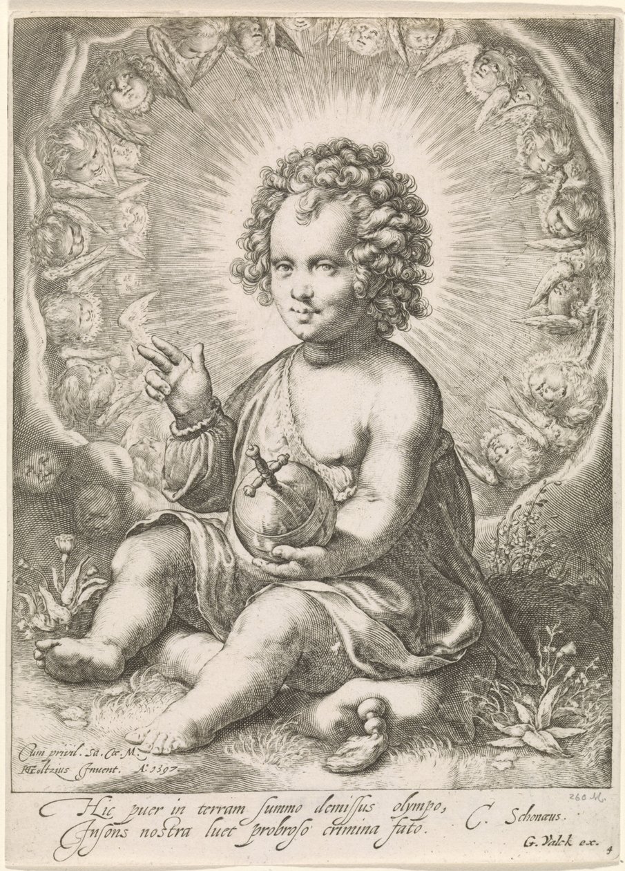 Christuskind als Salvator Mundi door Jan Saenredam (attributed to)
