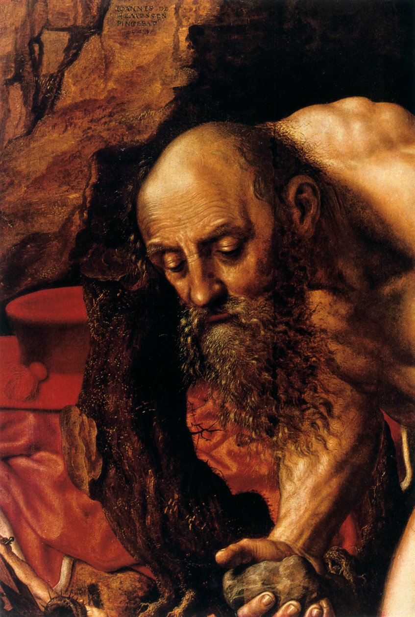 Sint Hiëronymus, detail, 1543 door Jan Sanders van Hemessen