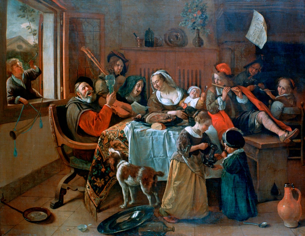 Het vrolijke gezin door Jan Havickszoon Steen