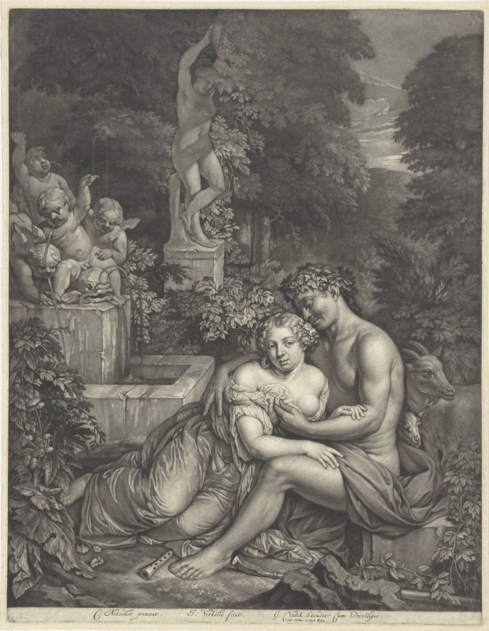 Vertumnus en Pomona door Jan Verkolje (I)