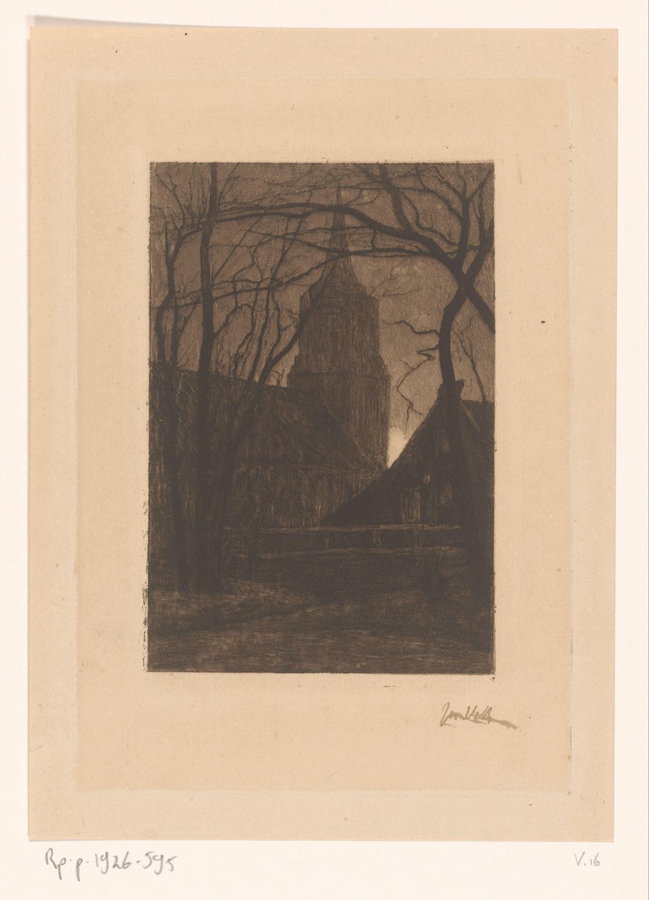 Kerk te Laren door Jan Veth (signed by artist)