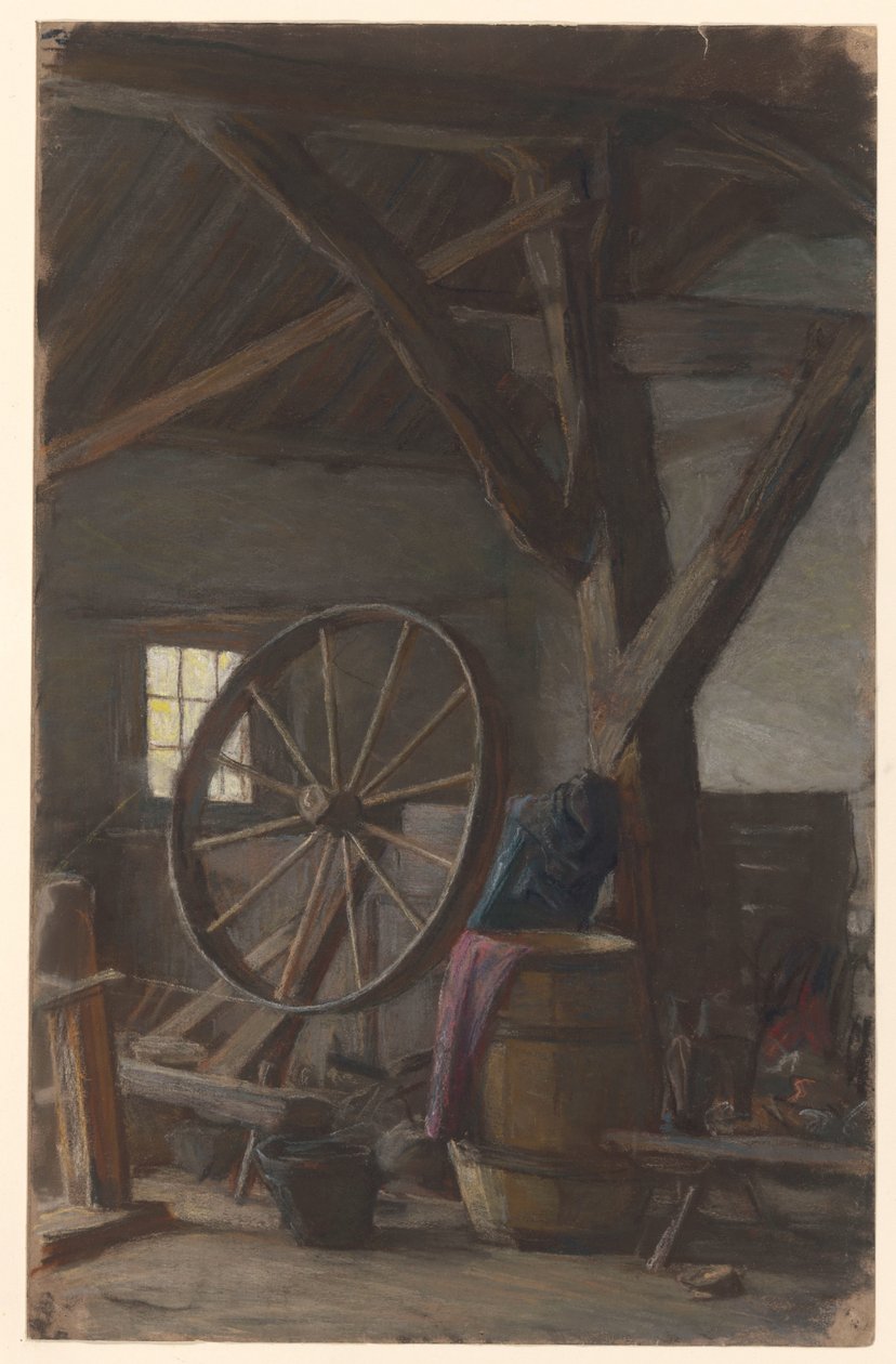 Interieur van boerenschuur door Jan Veth