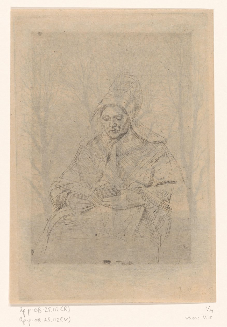 Lezende boerin door Jan Veth