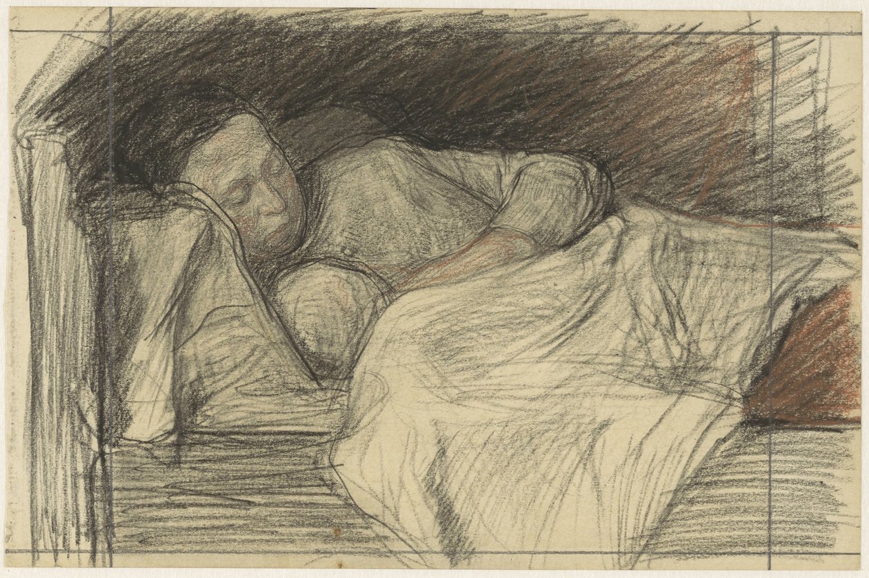 Moeder in bed met kind door Jan Veth
