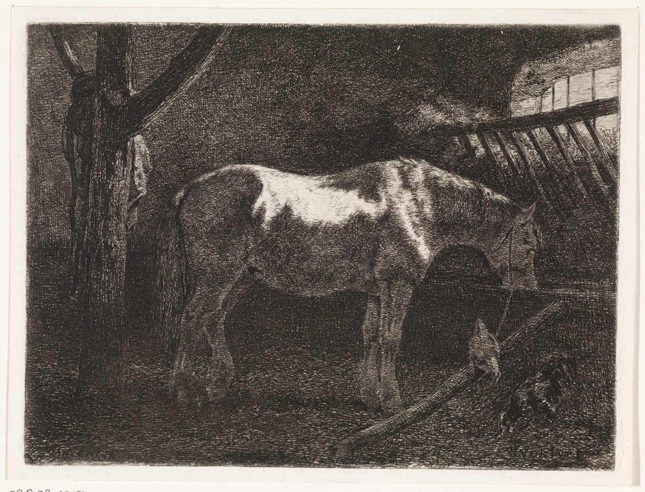 Paard in stal door Johannes Martinus Vrolijk