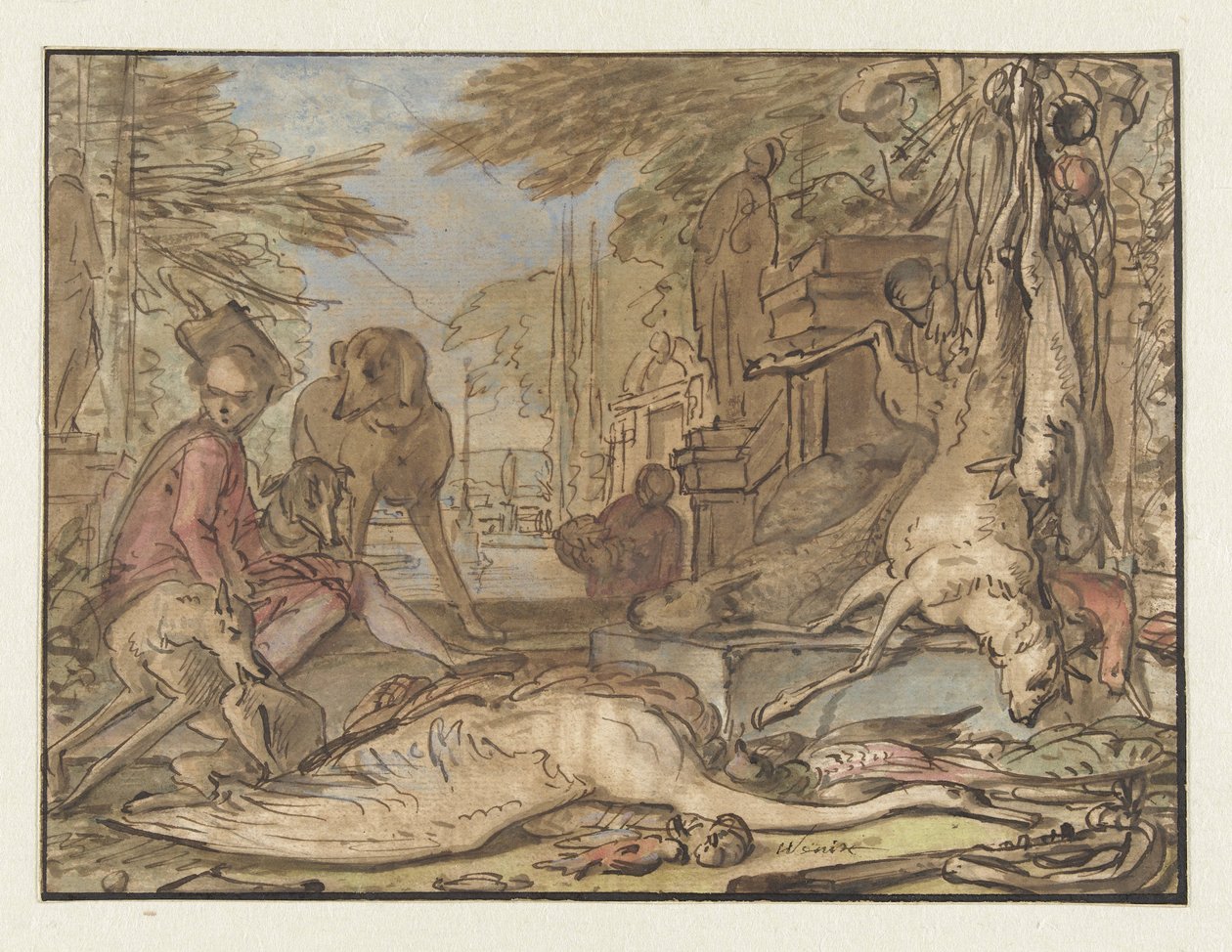 Stilleven van wild door Jan Baptist Weenix