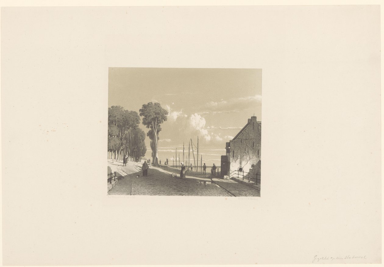 Gezicht op de Veerweg te Culemborg door Jan Weissenbruch
