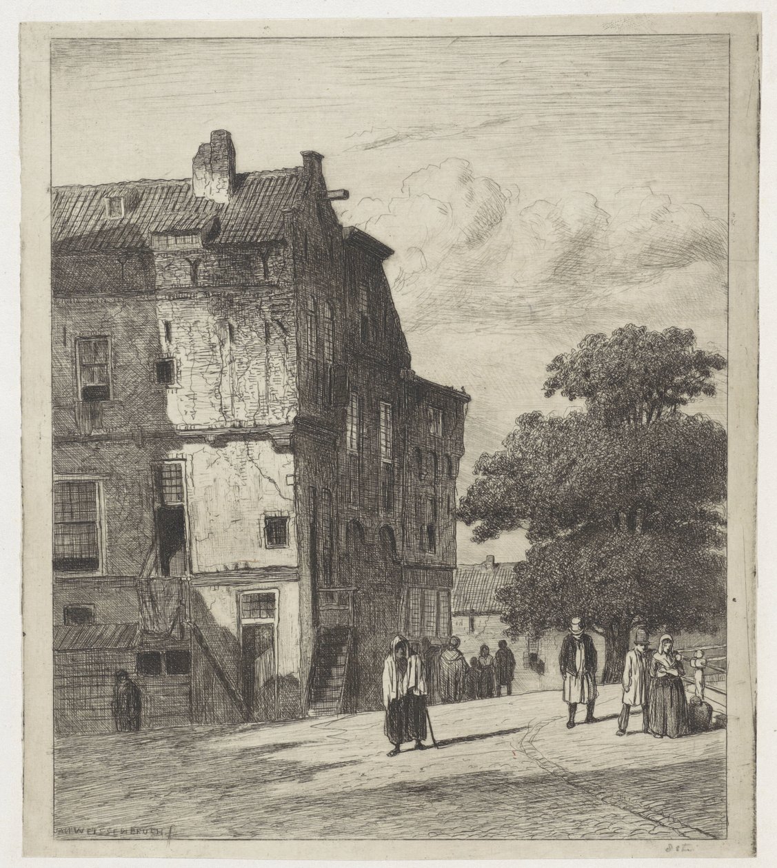 Gezicht op een straat te Amsterdam door Jan Weissenbruch