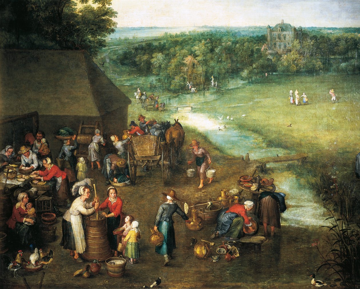 Leven op het platteland (detail) door Jan the Elder Brueghel