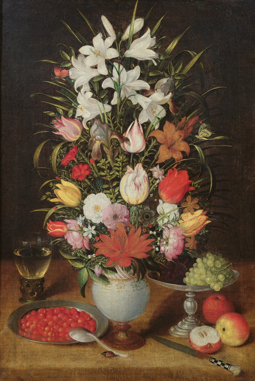 Vaas met bloemen door Jan the Elder Brueghel