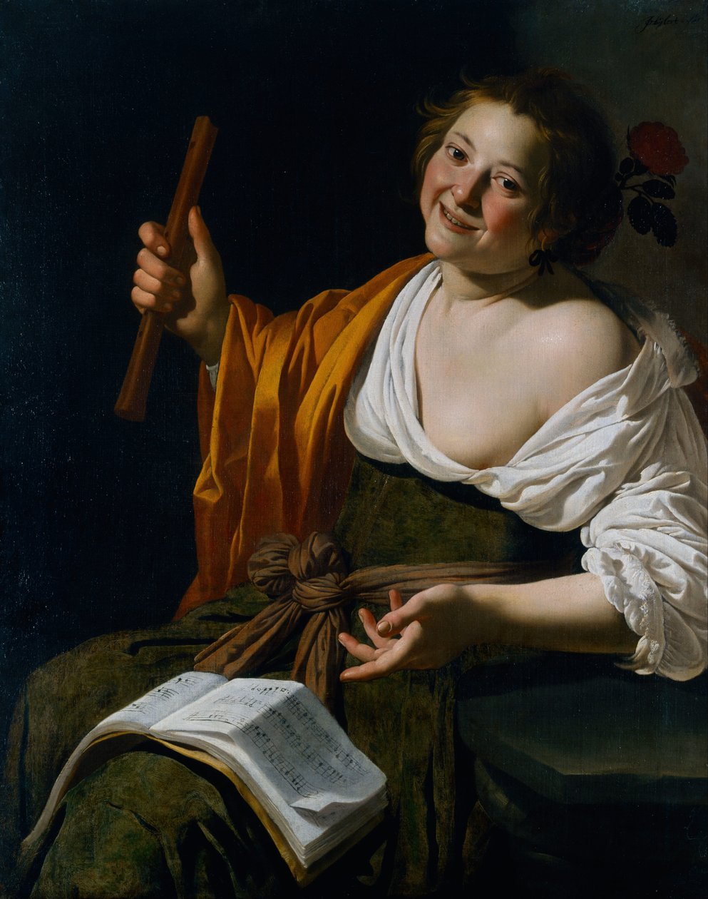Meisje met fluit door Jan van Bijlert