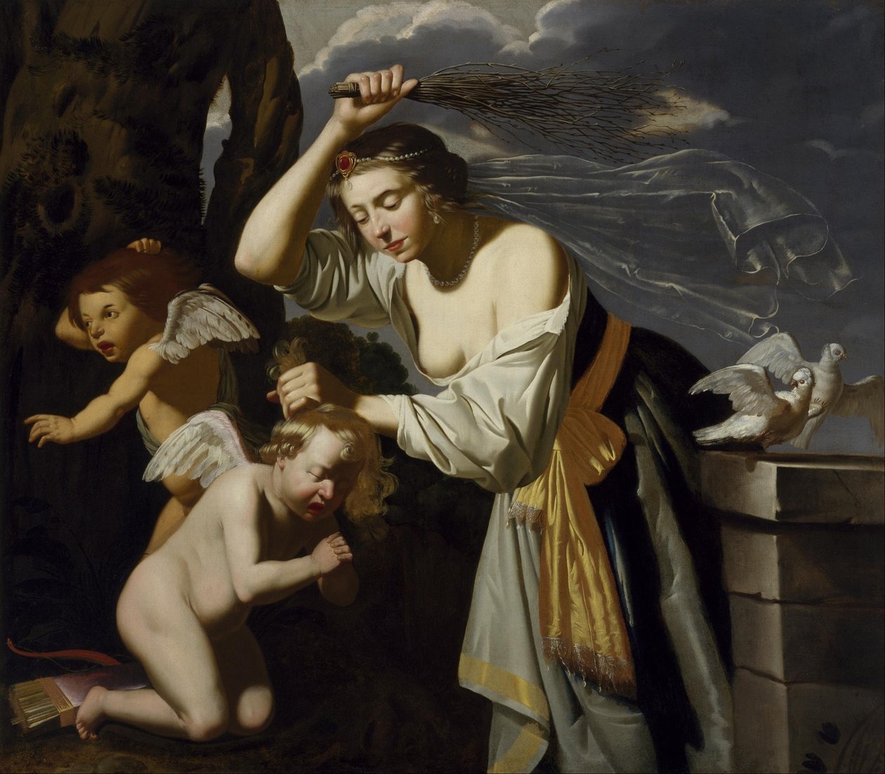Venus die Cupido straft door Jan van Bijlert