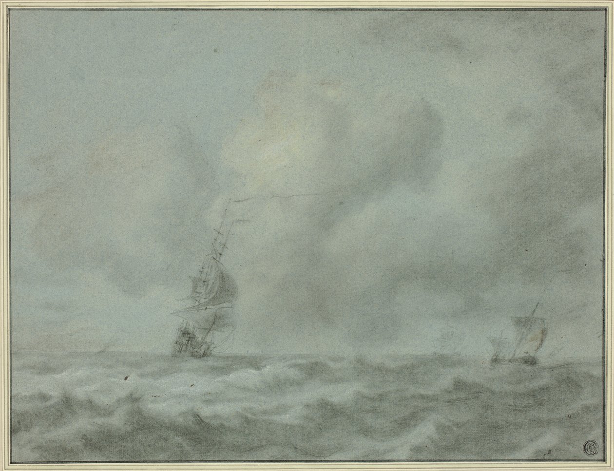 Boten op de oceaan door Jan van Goyen