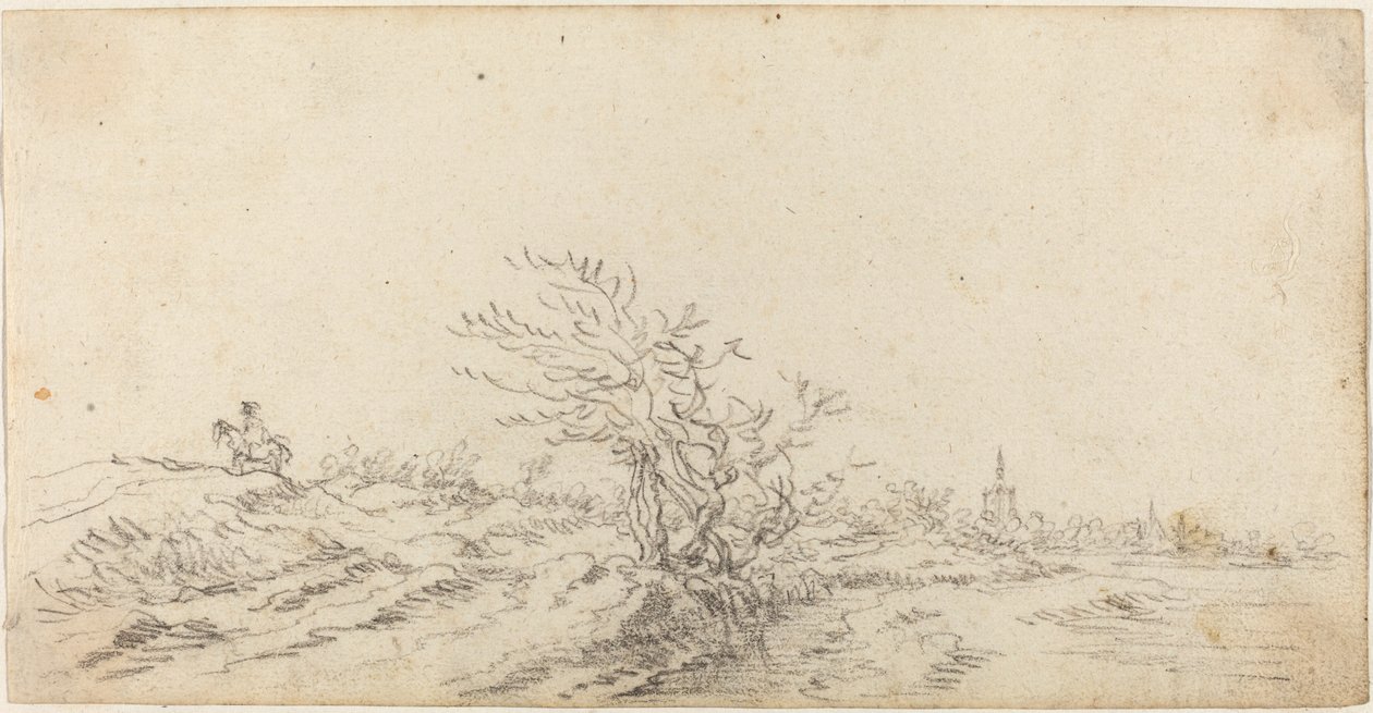 Ruiter tussen de duinen door Jan van Goyen