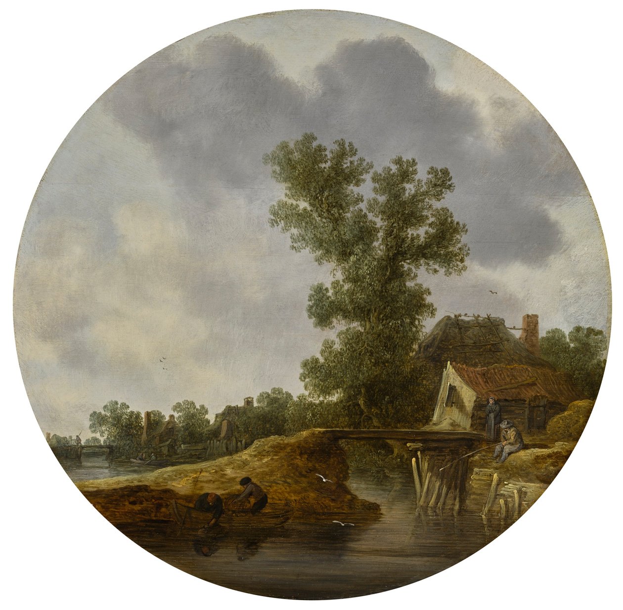 Rivierlandschap (rond) door Jan van Goyen