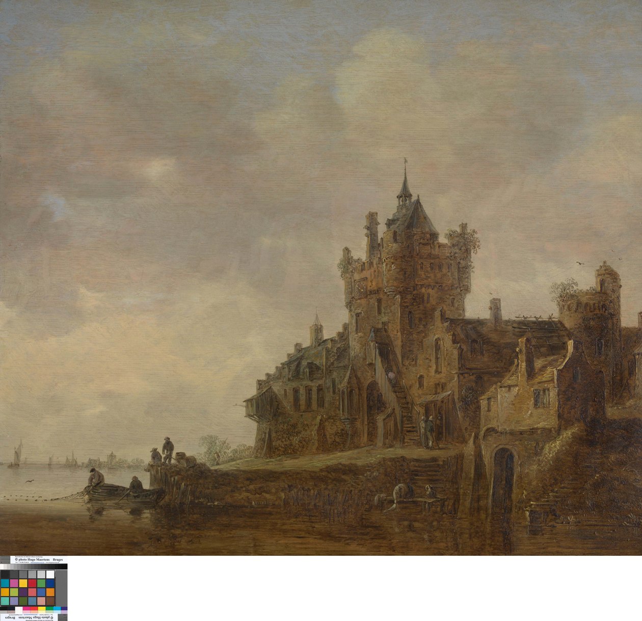 Rivierlandschap met kasteel door Jan van Goyen