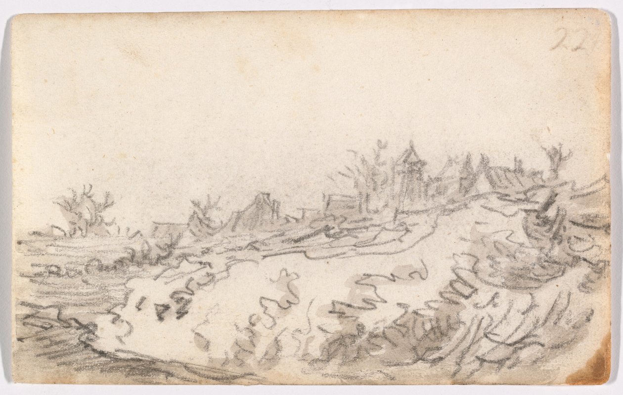 Dorp op zonnige heuvel door Jan van Goyen