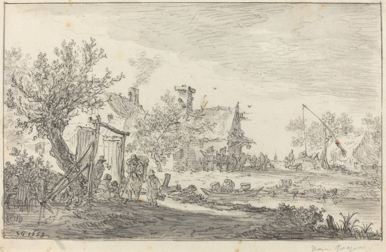Herberg langs de weg door Jan van Goyen