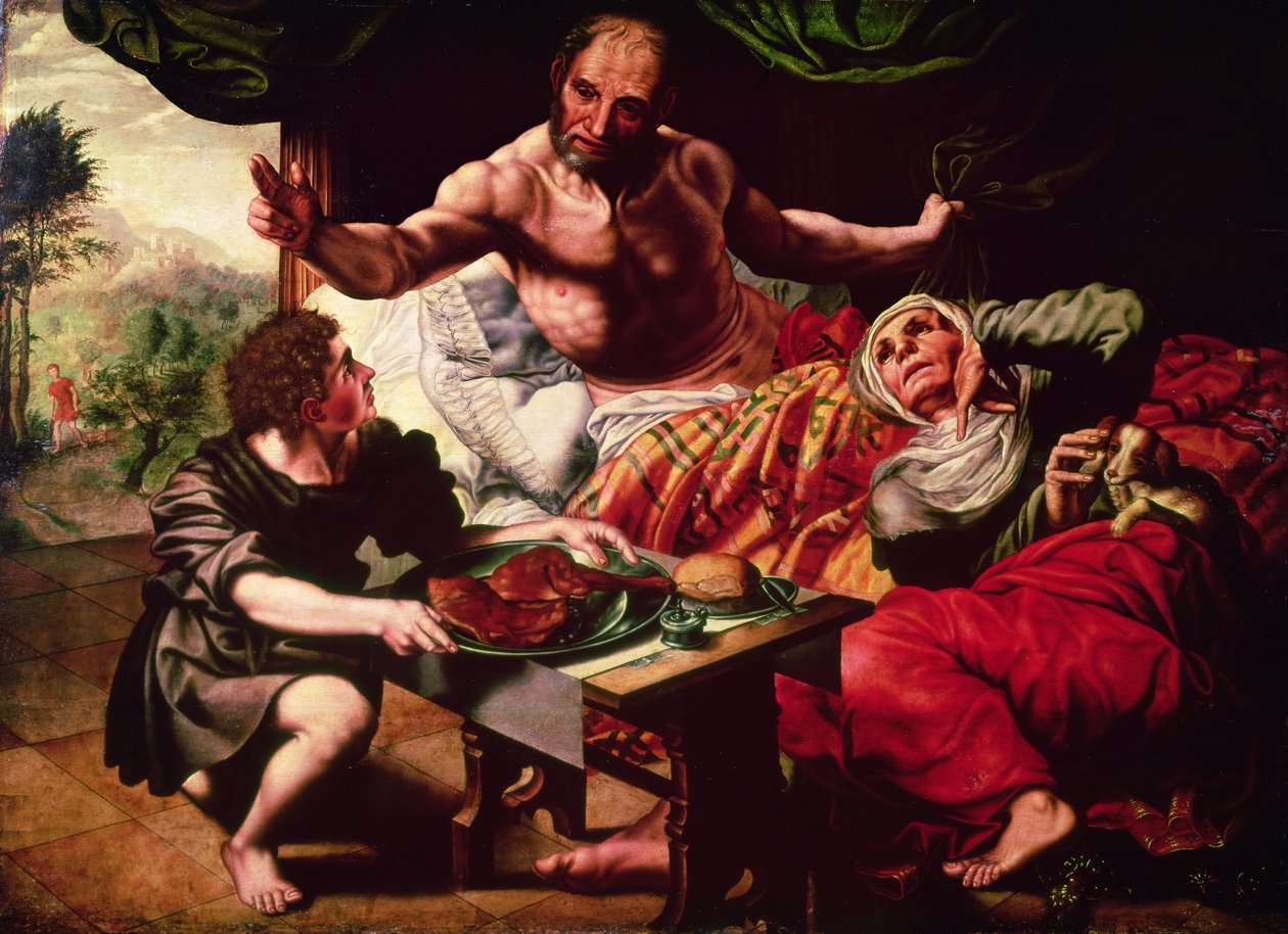 Isaak zegent Jakob door Jan van Hemessen