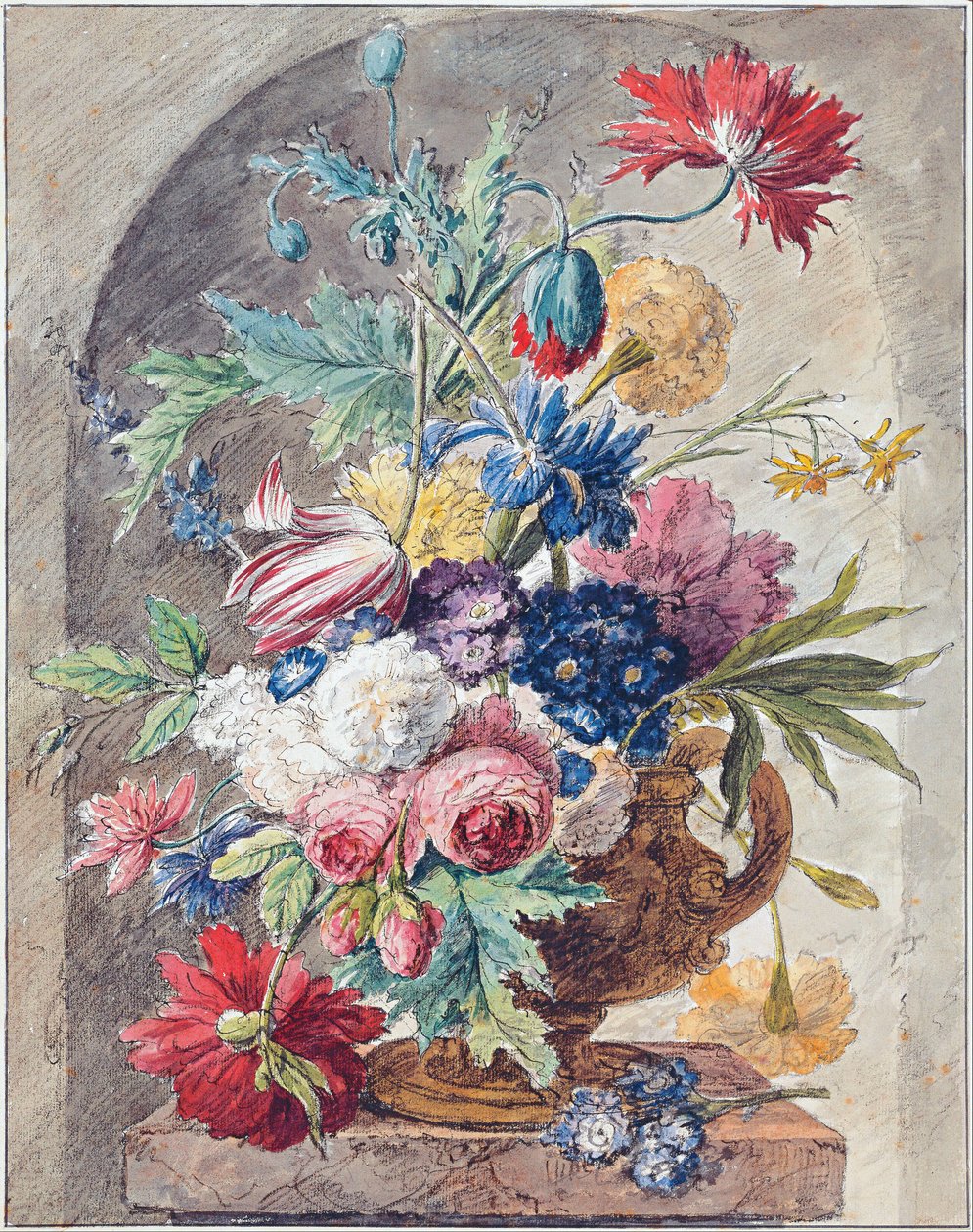 Bloemstilleven, ca. 1734 door Jan van Huysum