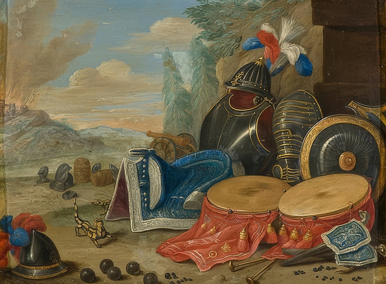 Symbolen van de oorlog door Jan van Kessel the Elder