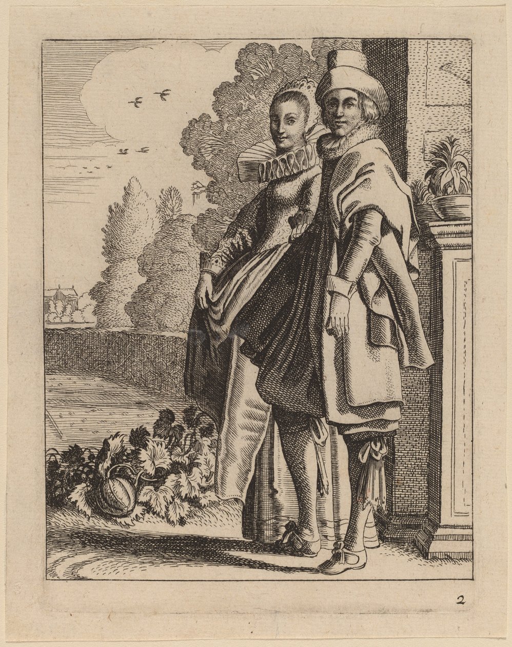 Twee figuren in kostuum door Jan van de Velde II