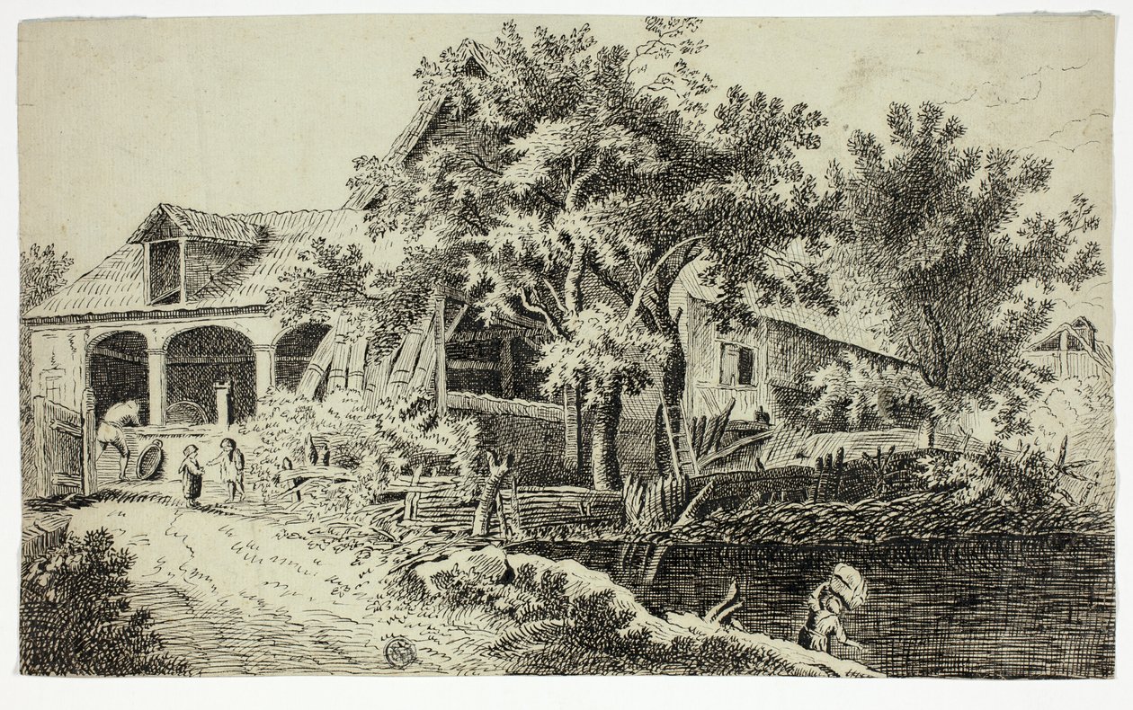 Molen bij de rivier door Jan van der Straet